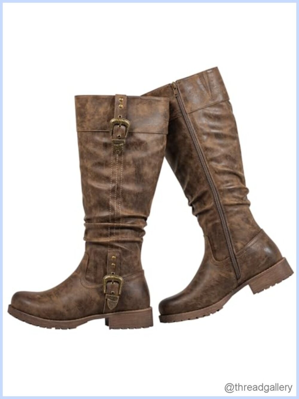 Women's Faux Leather Knee High Boots Hidden Stretch Panel Side Zipper